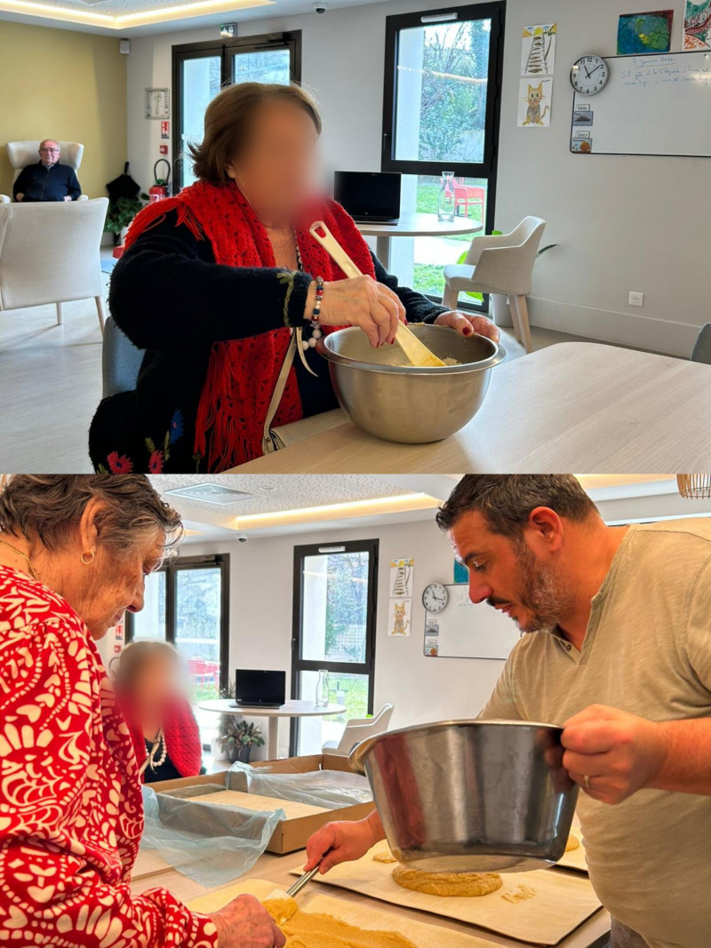 Atelier culinaire : Réalisation des galettes des rois avec nos résidents.